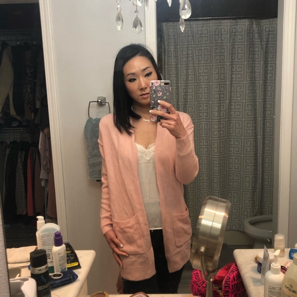 NWT! Open Front Pink Cardigan With Pockets - Picture 2 of 10